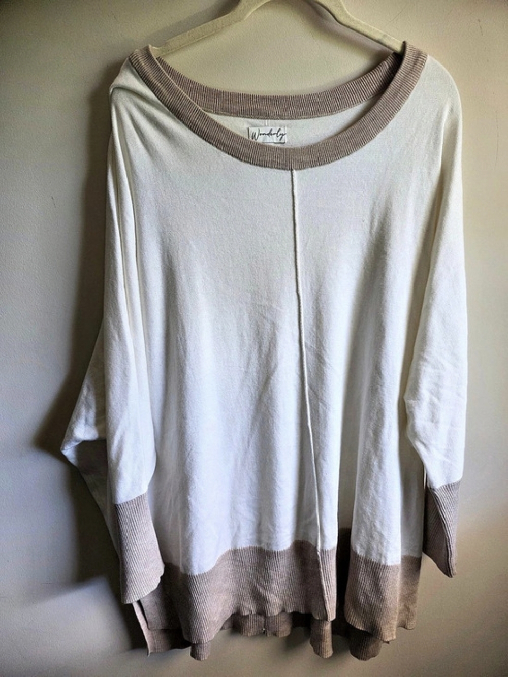 Wonderly Color Block Ribbed Trim Sweater Size 2X